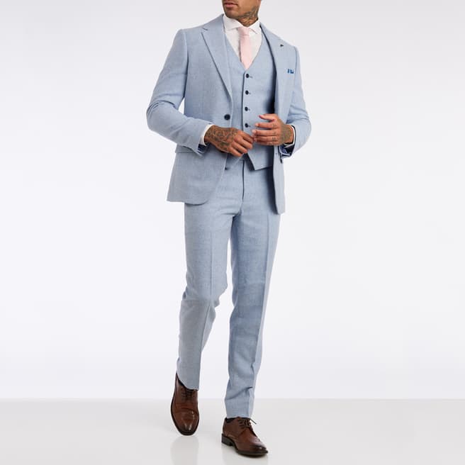 Harry Brown Sky Blue Ralph 3-Piece Wool Blend Suit
