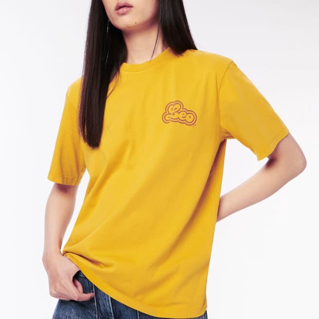Victoria Beckham Yellow Leo Graphic Cotton T-Shirt