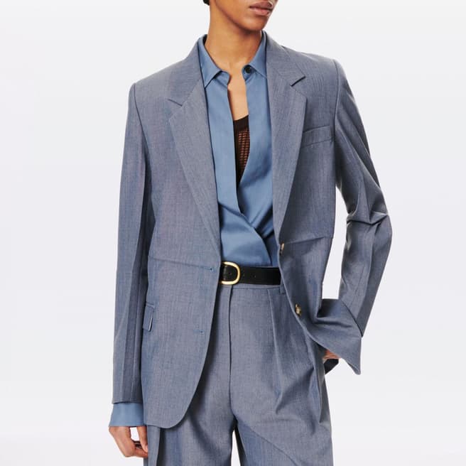 Victoria Beckham Blue Single Breasted Tailored Jacket