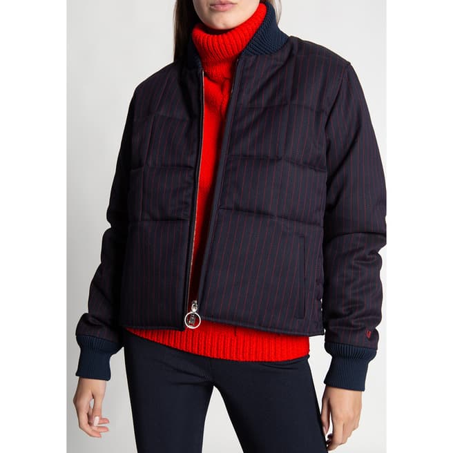 Victoria Beckham Navy Wool Padded Puffer Jacket