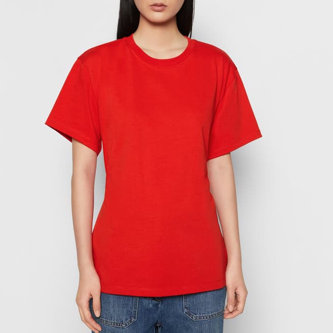 Victoria Beckham Red Twist Back Cotton T-Shirt