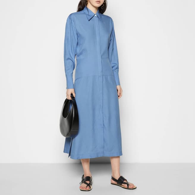 Victoria Beckham Blue Fluid Shirt Dress