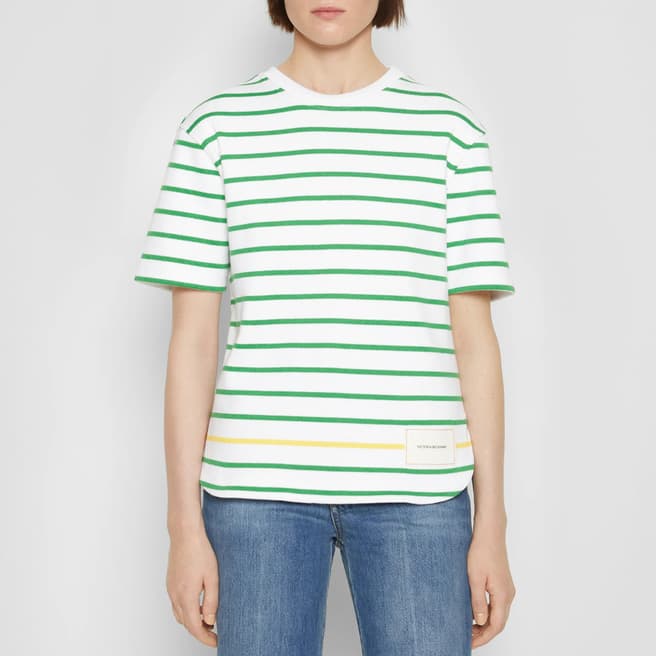 Victoria Beckham Green Striped Short Sleeve T-Shirt