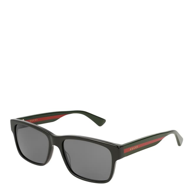 Gucci Men's Black Striped Gucci Sunglasses 58mm