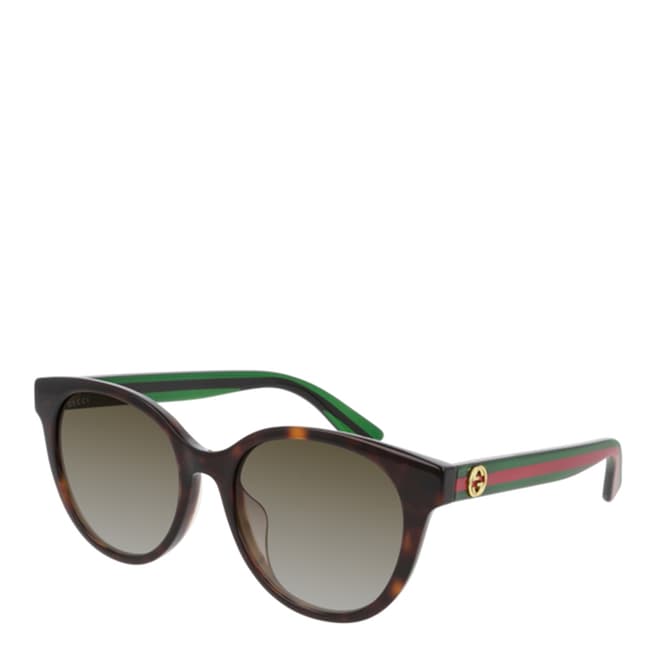 Gucci Women's Brown/Green Striped Gucci Sunglasses 54mm