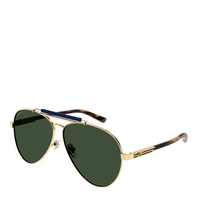 Gucci Men's Gold/Green Gucci Sunglasses 61mm