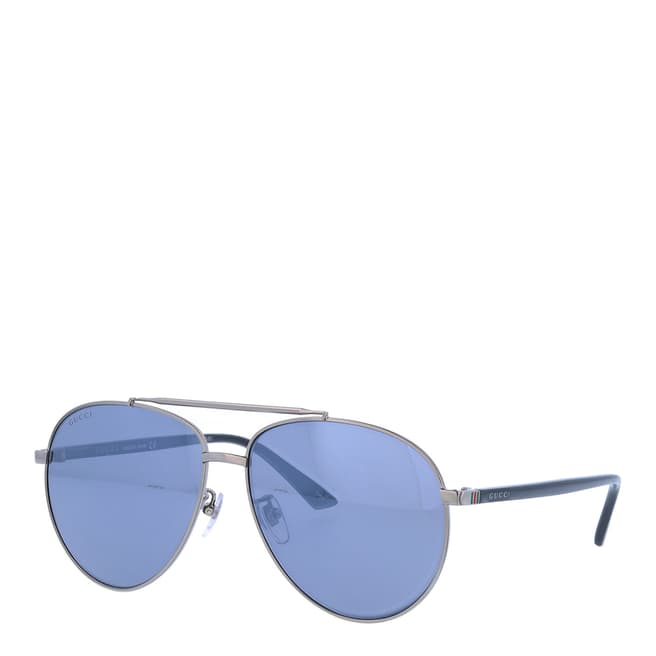 Gucci Men's Silver/Blue Gucci Sunglasses 61mm