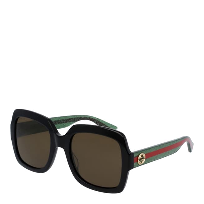 Gucci Women's Black/Brown Gucci Sunglasses 54mm
