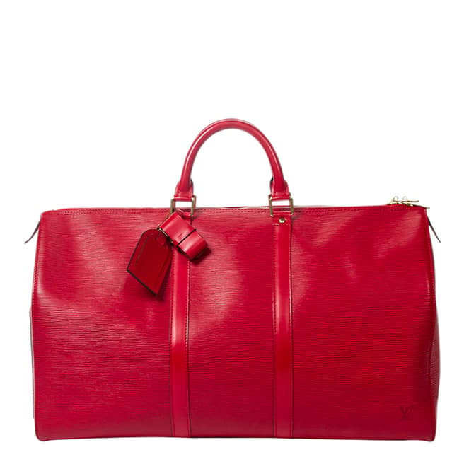 Vintage Louis Vuitton Red Keepall Travel Bag 50