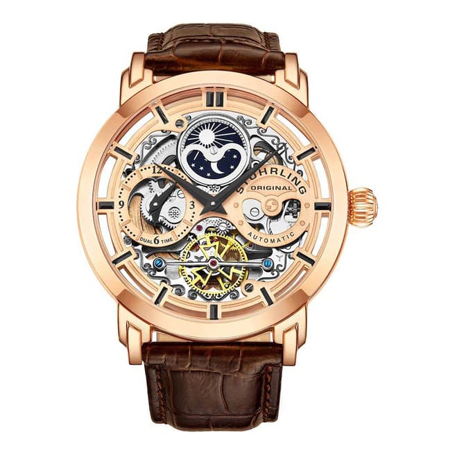 Stuhrling Men's Rose Gold/Brown Automatic Legacy Watch 47mm