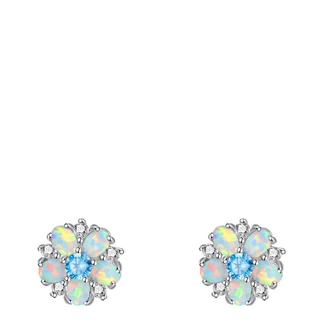 Liv Oliver Silver Multi Blue Opal Stud Earrings