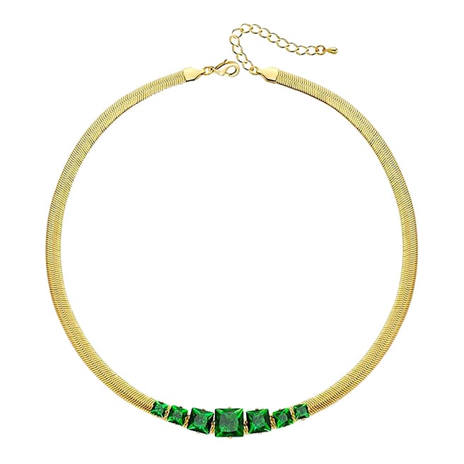 Liv Oliver 18K Gold Multi Green Emerald Cut Necklace