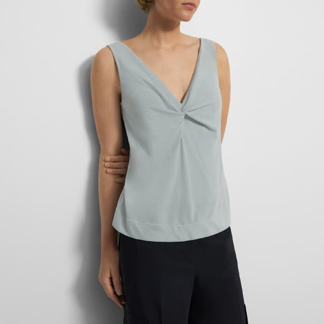 Theory Grey Twist Front Cotton Blend Tank Top