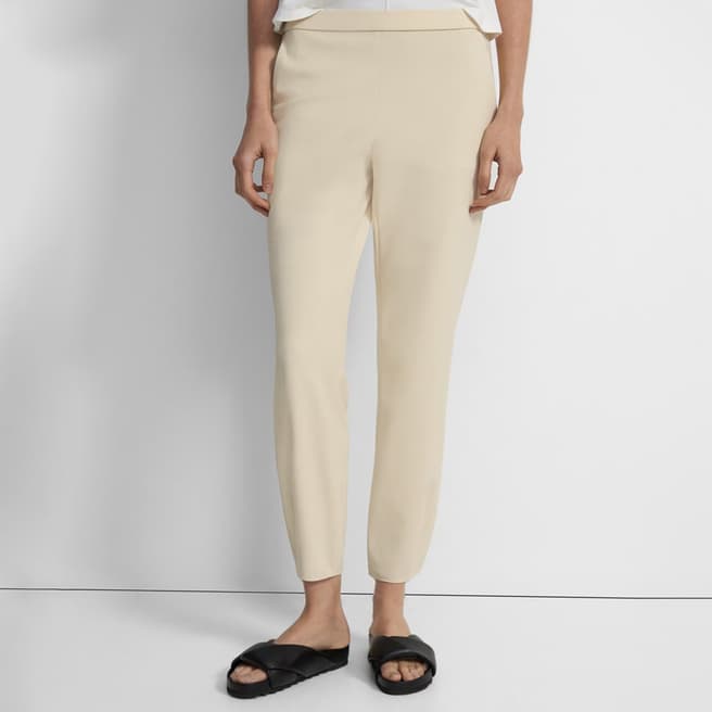 Theory Cream Tapered Leg Trousers