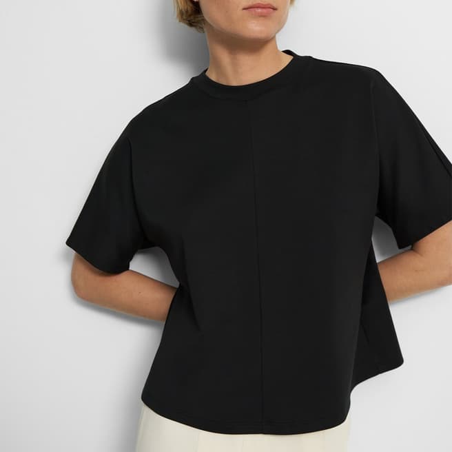 Theory Black Cropped Pima Cotton T-Shirt