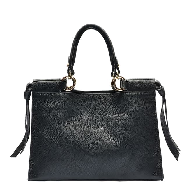 Isabella Rhea Black Leather Top Magnetic Handbag