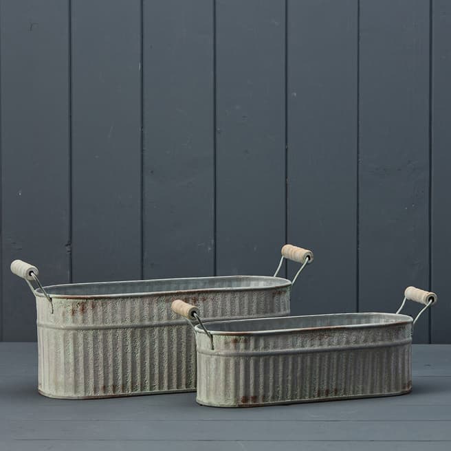 The Satchville Gift Company Set Of Two Vintage Style Troughs