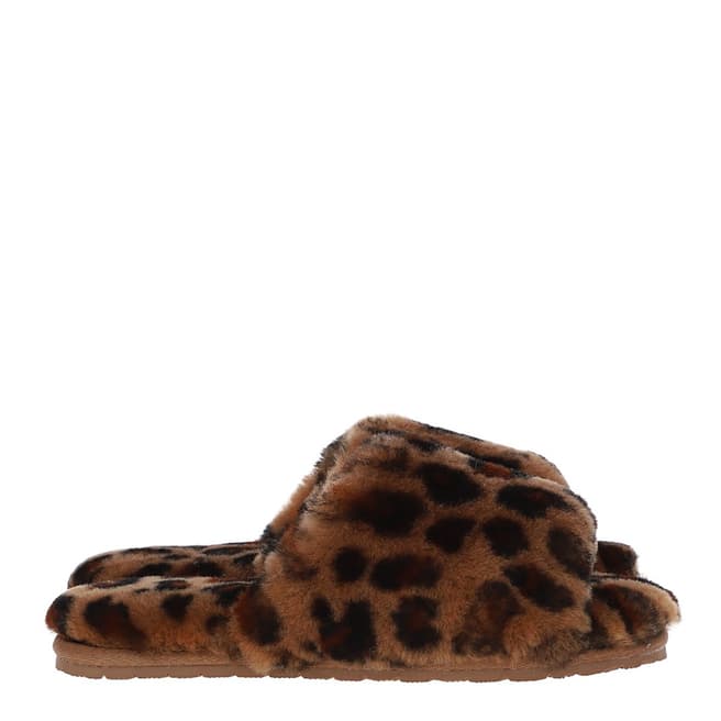 Fenlands Sheepskin Women's Leopard Sliders Slippers