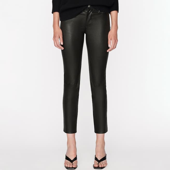 Frame Black Le High Straight Leg Leather Trousers