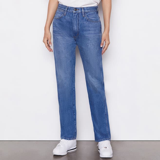 Frame Denim Mid Blue Ilona High Straight Jeans