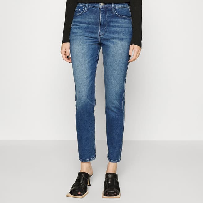 Frame Denim Mid Blue Washed Le Sylvie Slim Stretch Jeans