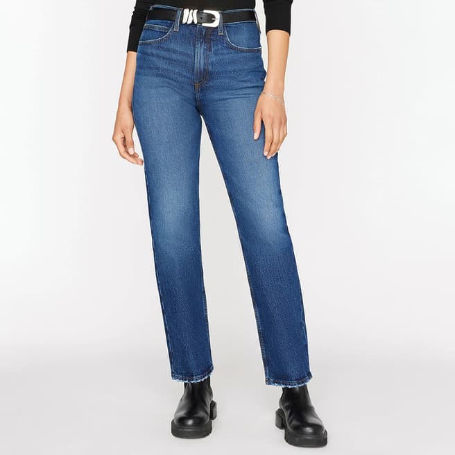 Frame Mid Blue Le Pixie High N Tight Straight Stretch Jeans