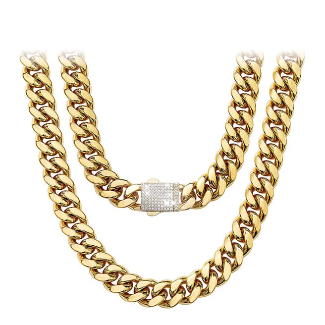 Stephen Oliver 18K Gold Chain Link Cz Clasp Necklace