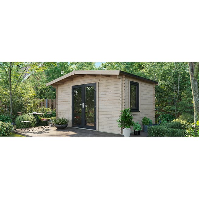 Power Sheds SAVE £1085  10x14 Power Chalet Log Cabin, Central Double Doors - 44mm
