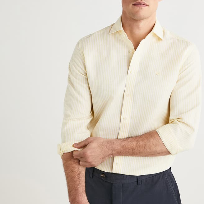 Hackett London Yellow Striped Linen Blend Shirt