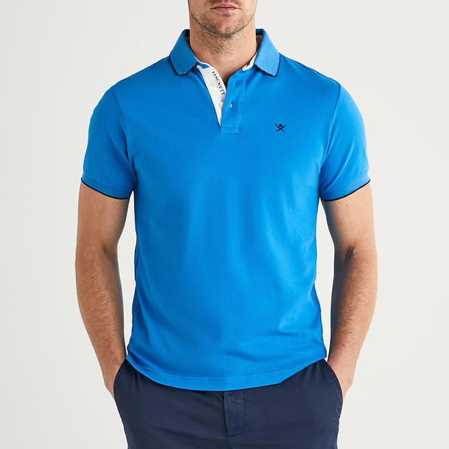 Hackett London Bright Blue Embroidered Cotton Polo Shirt