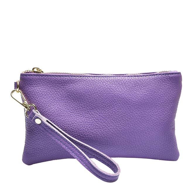 Luisa Vannini Purple Leather Clutch Bag