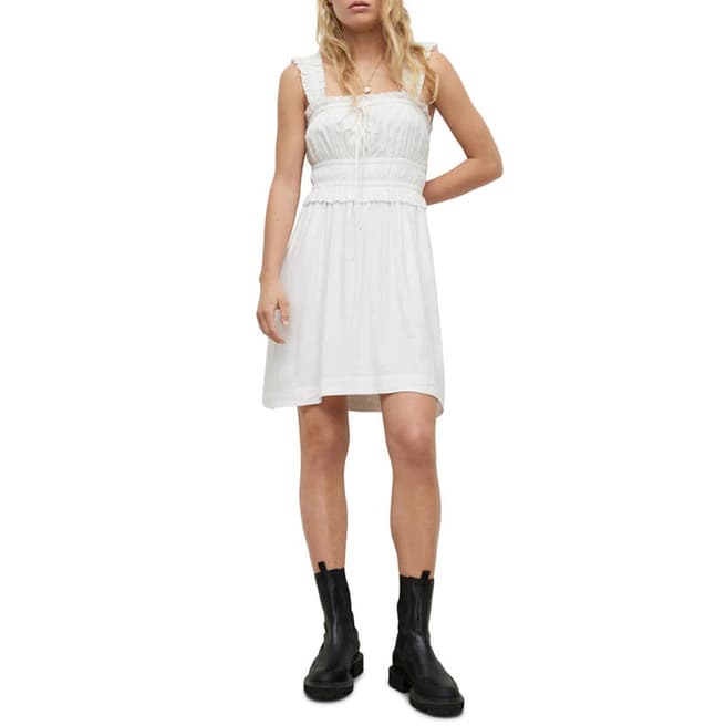 AllSaints White Sofia Linen Blend Mini Dress