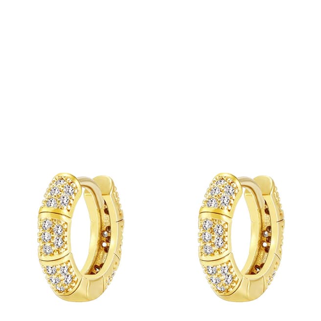 Chloe Collection by Liv Oliver 18K Gold Mini Cz Hoop Bamboo Earrings