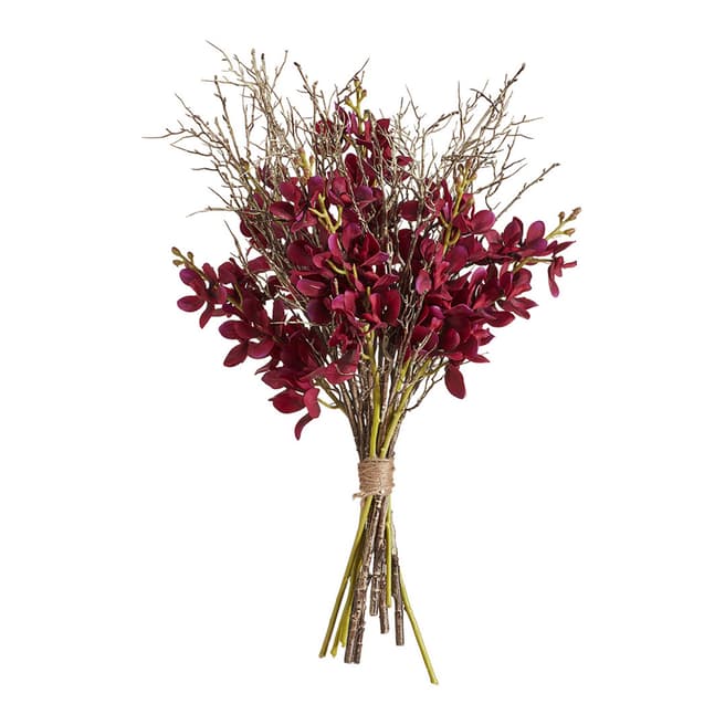 OKA Faux Pussy Willow and Orchid Bunch, Dark Brown/Burgundy