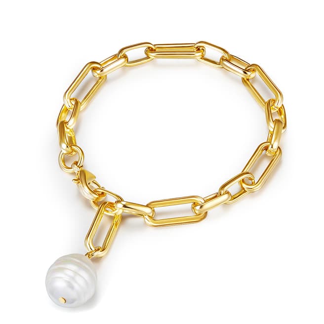 Perldor Gold Chain Shell Pearl Bracelet