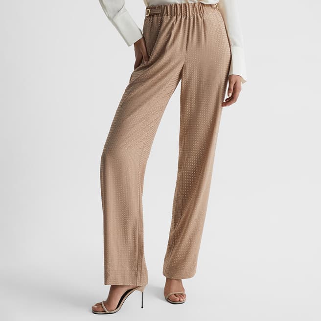 Reiss Nude Arielle Embellished Trousers