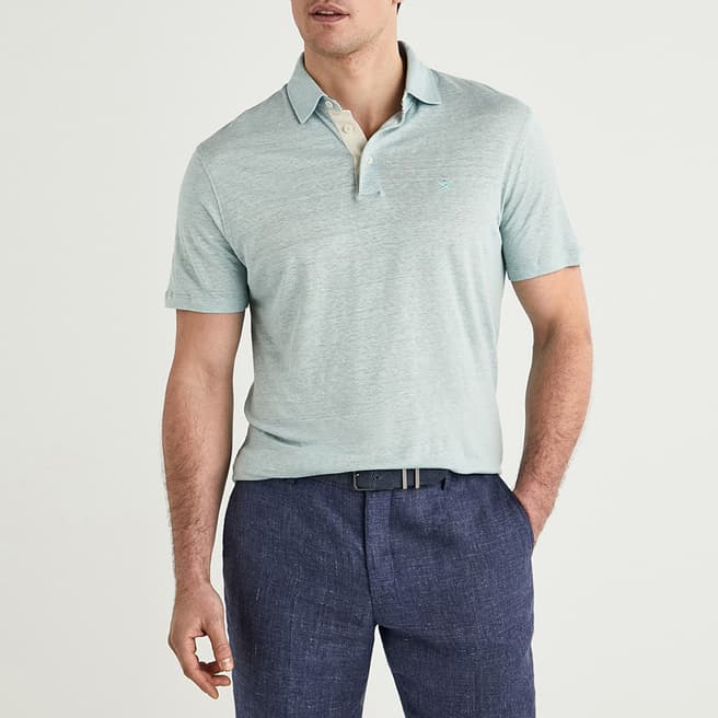 Hackett London Grey Regular Linen Polo Shirt