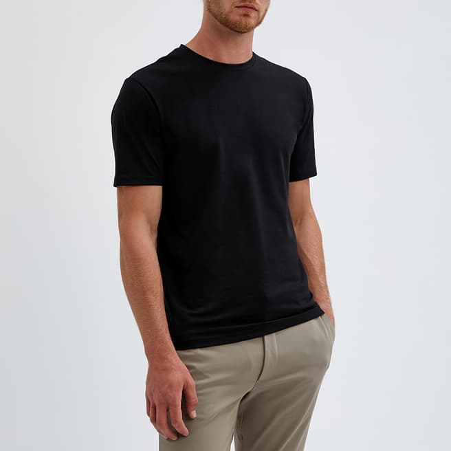 Reiss Black Dawson Cotton Blend Jersey T-Shirt