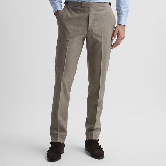 Reiss Taupe Rope Textured Wool Trousers