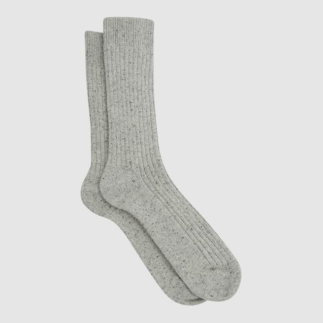 Reiss Grey Coen Speckled Silk Blend Hiking Socks
