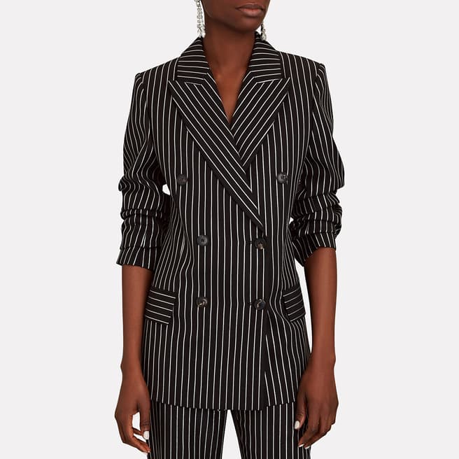 Victoria Beckham Black Wool Blend Striped Double Breasted  Jacket