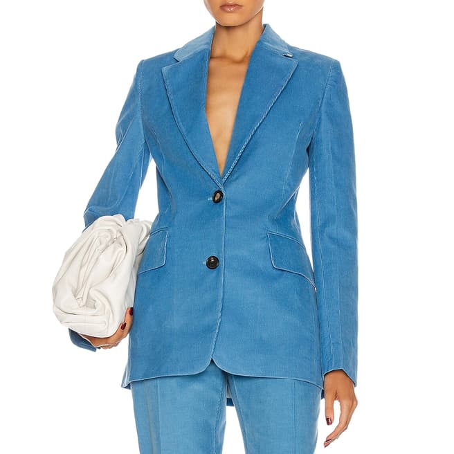 Victoria Beckham Light Blue Cotton Single Breasted Jacket