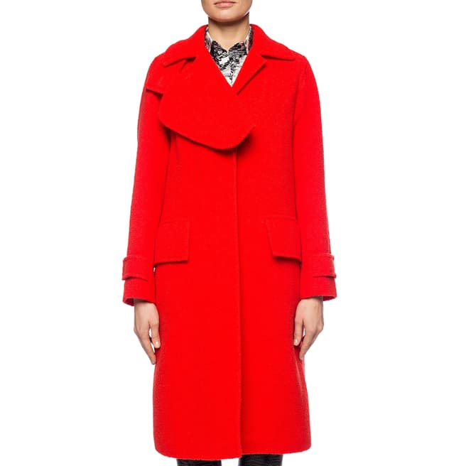 Victoria Beckham Red Wool Blend Flared Coat