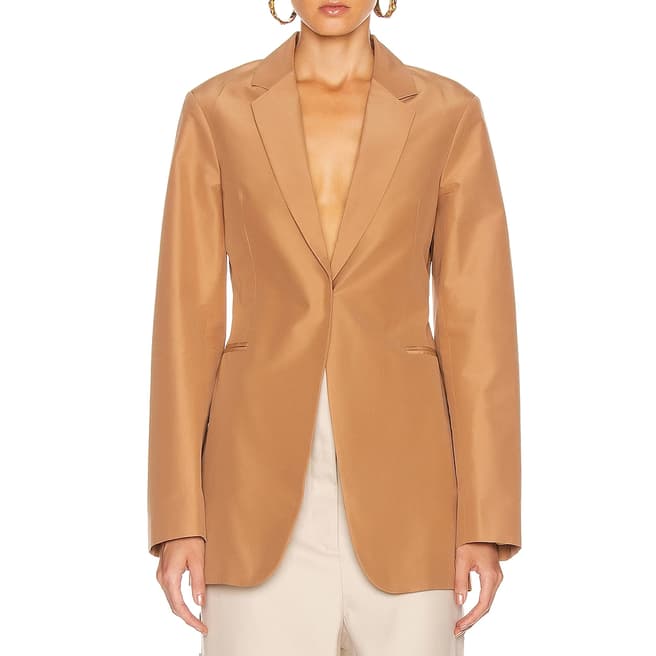 Victoria Beckham Tan Cotton Silk Blend Masculine Jacket