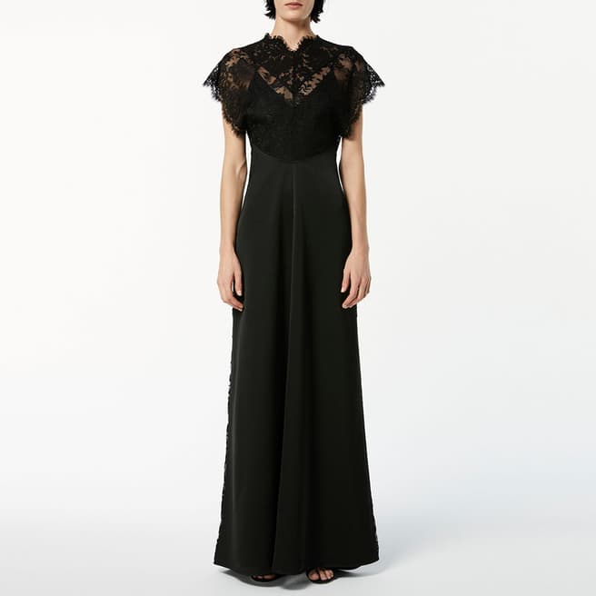 Victoria Beckham Black Lace Top Floorlength Dress