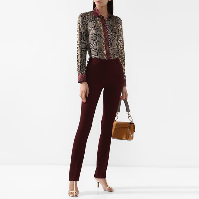 Victoria Beckham Burgundy Wool Cropped Trousers
