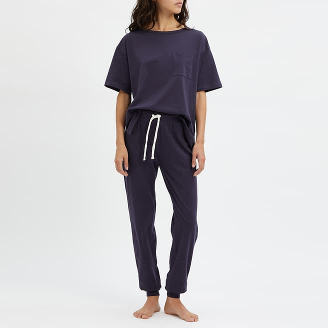 N°· Eleven Navy Cotton Short Sleeve Pyjama Set