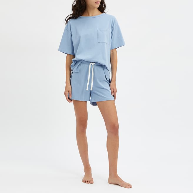 N°· Eleven Steel Blue Cotton Pyjama Short Set