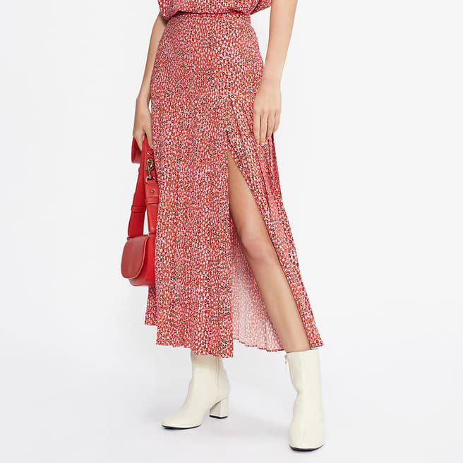 Ted Baker Pink Print Zandi Pleated Midi Skirt
