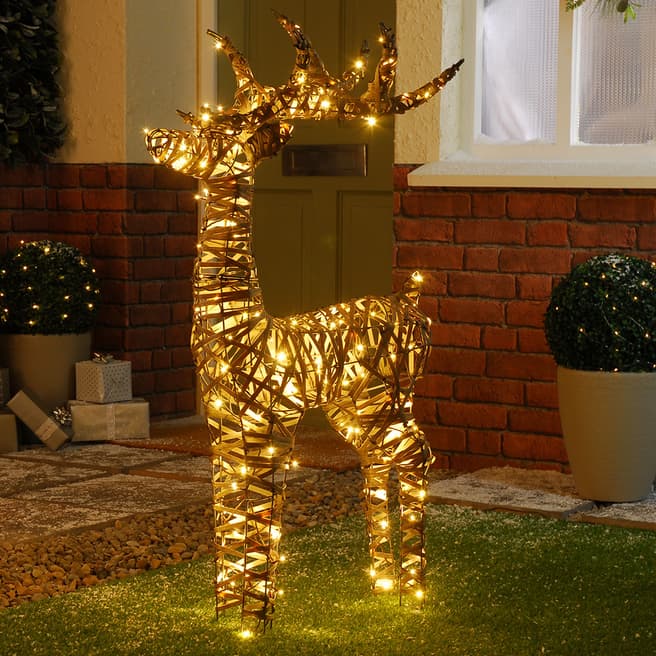 Festive Dual Colour Rattan Reindeer, 115cm